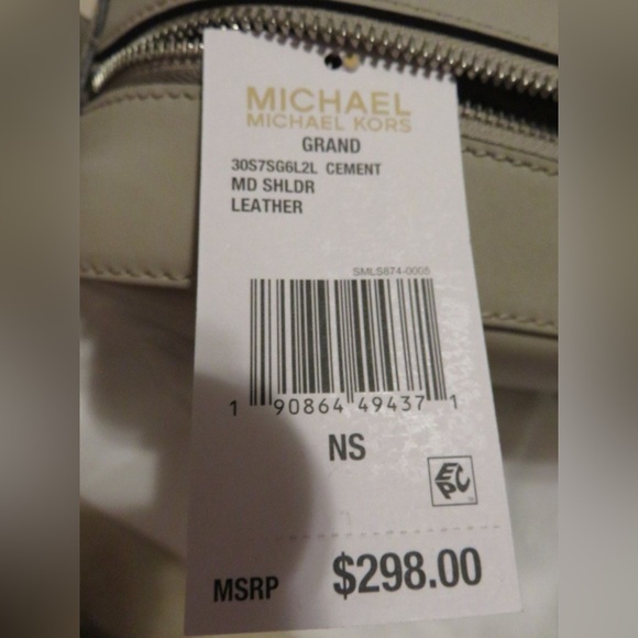 Michael Kors White Grand Medium Leather Shoulder Bag Cement NWT + Dust Bag - Picture 9 of 16